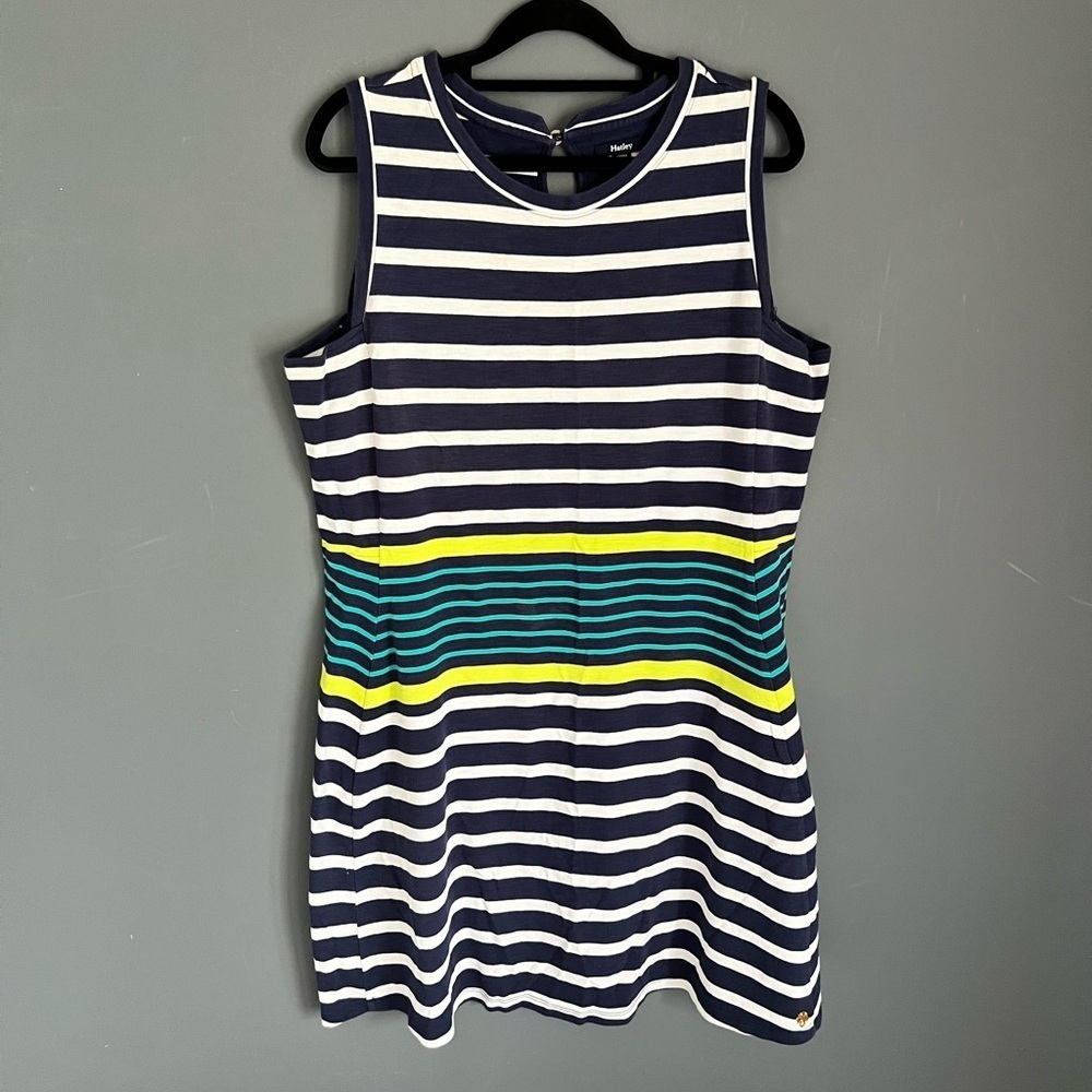 Hatley Women's XL Sleeveless Striped Cotton Blend Knit Stretch Tank Dress